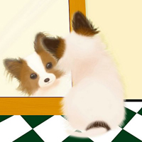 背景清新色彩柔和的小狗狗漫画头像